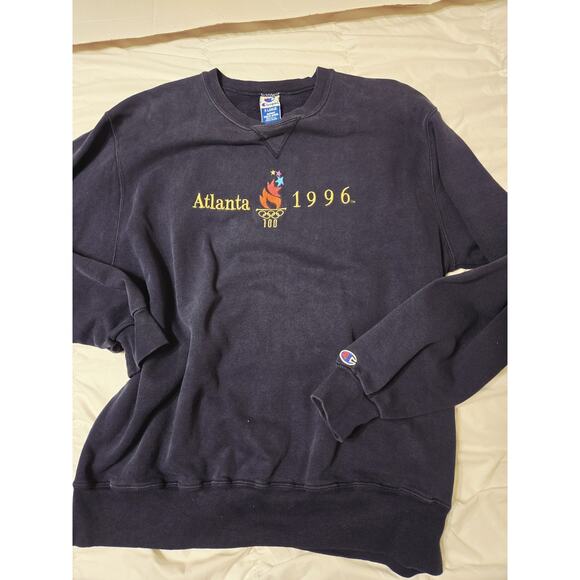 Vintage 1996 Atlanta Olympic Games Champions Sweatshirt USA Made XL Blue Weave - Picture 1 of 7
